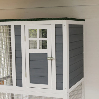 74" Wooden Outdoor Cat House, Weatherproof, Wheeled, High Weight Capacity, White Outdoor Cat Enclosures at Gallery Canada