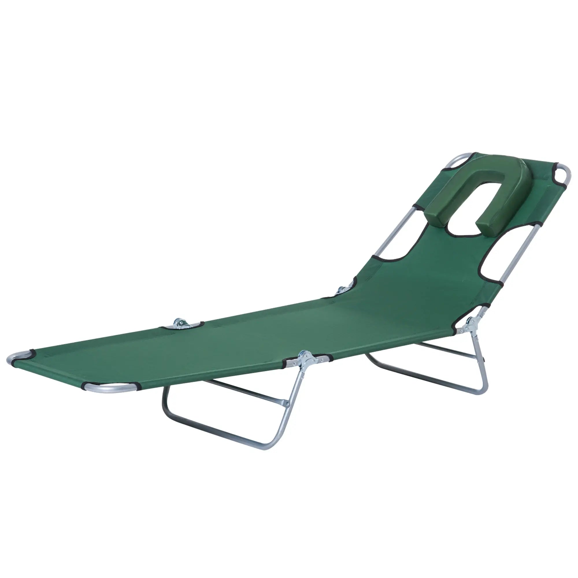 Outdoor Lounge Chair, Adjustable Folding Chaise, Green Lounger Chairs at Gallery Canada