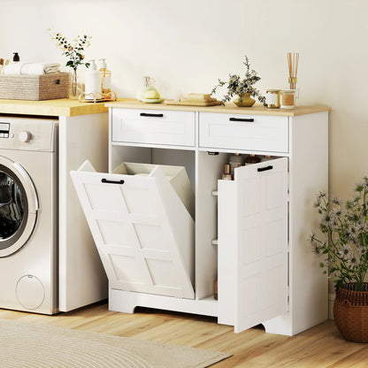 7 Gallon Tilt Out Garbage Cabinet, Kitchen Island, 2 Drawers, White Bar Cabinets at Gallery Canada