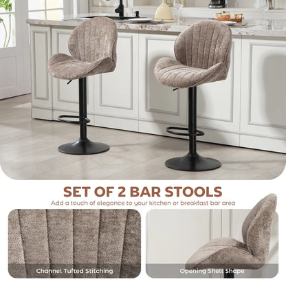 Swivel Bar Stools Set Of 2, Adjustable Height, Brown Bar Stools at Gallery Canada