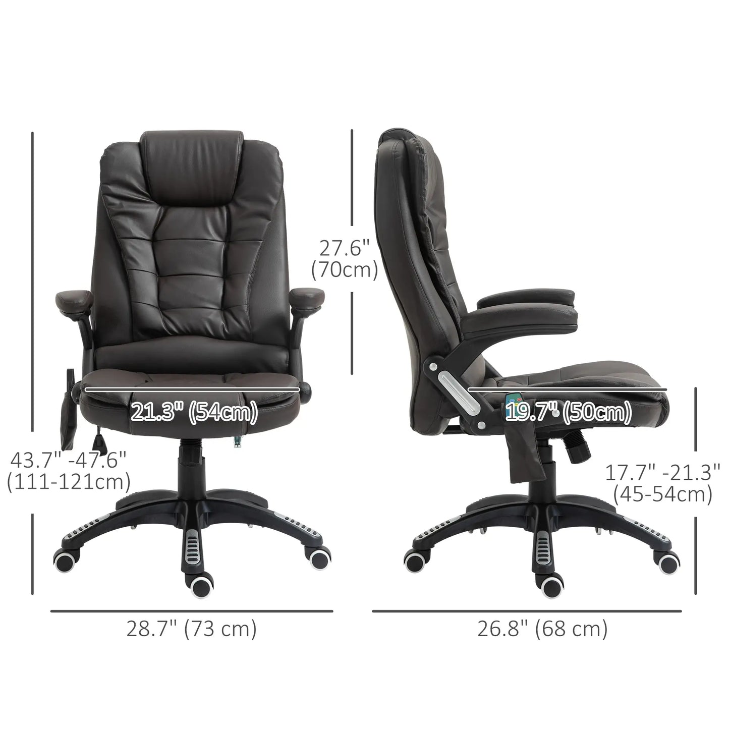 Heated Ergonomic Massage Swivel Office Chair, High Back Faux Leather, Brown Massage Chairs at Gallery Canada