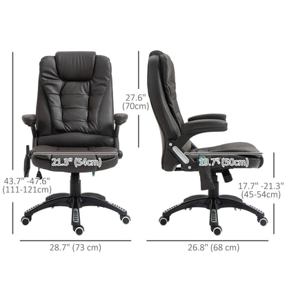 Heated Ergonomic Massage Swivel Office Chair, High Back Faux Leather, Brown Massage Chairs at Gallery Canada