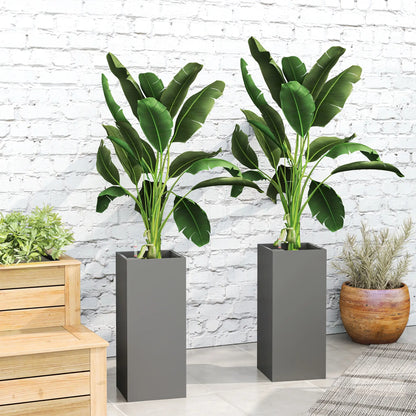 2 Pack 26 Inch Plastic Planter Box, Water Level Indicator, Dark Grey Garden Accessories at Gallery Canada