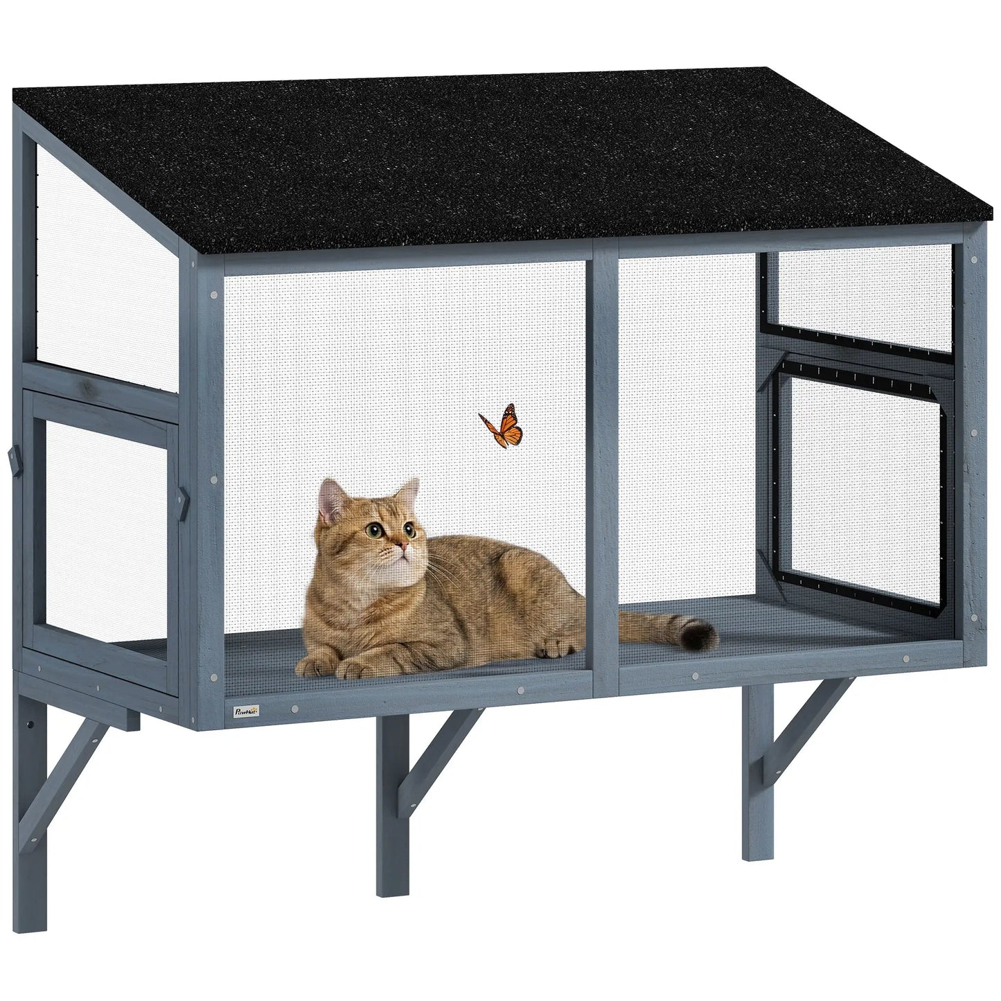 Outdoor Cat Enclosure, Expandable Wooden Cat House, 39.4"L Outdoor Cat Enclosures at Gallery Canada