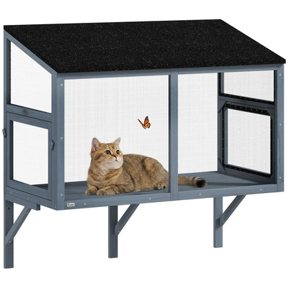 Outdoor Cat Enclosure, Expandable Wooden Cat House, 39.4"L Outdoor Cat Enclosures at Gallery Canada