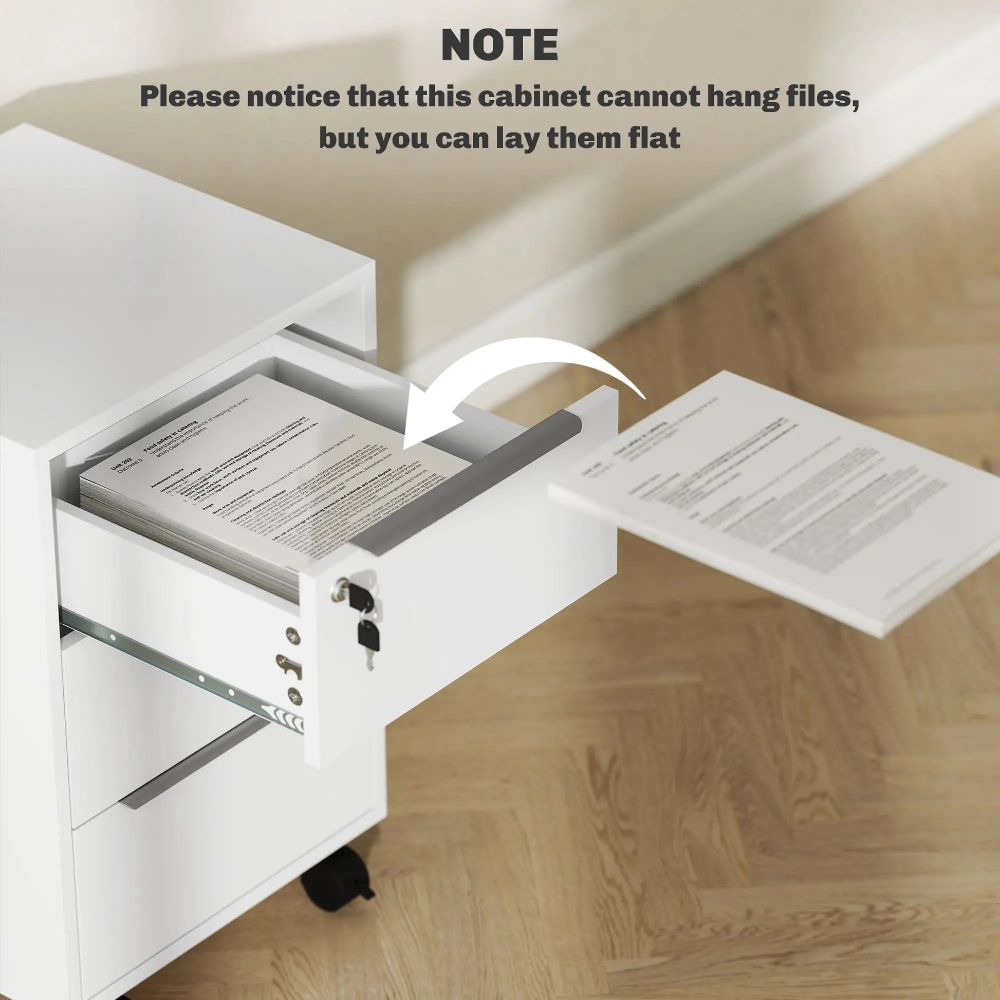 3-Drawer File Cabinet with Wheels, Vertical, Lock, White Office Cabinets & Cupboards at Gallery Canada