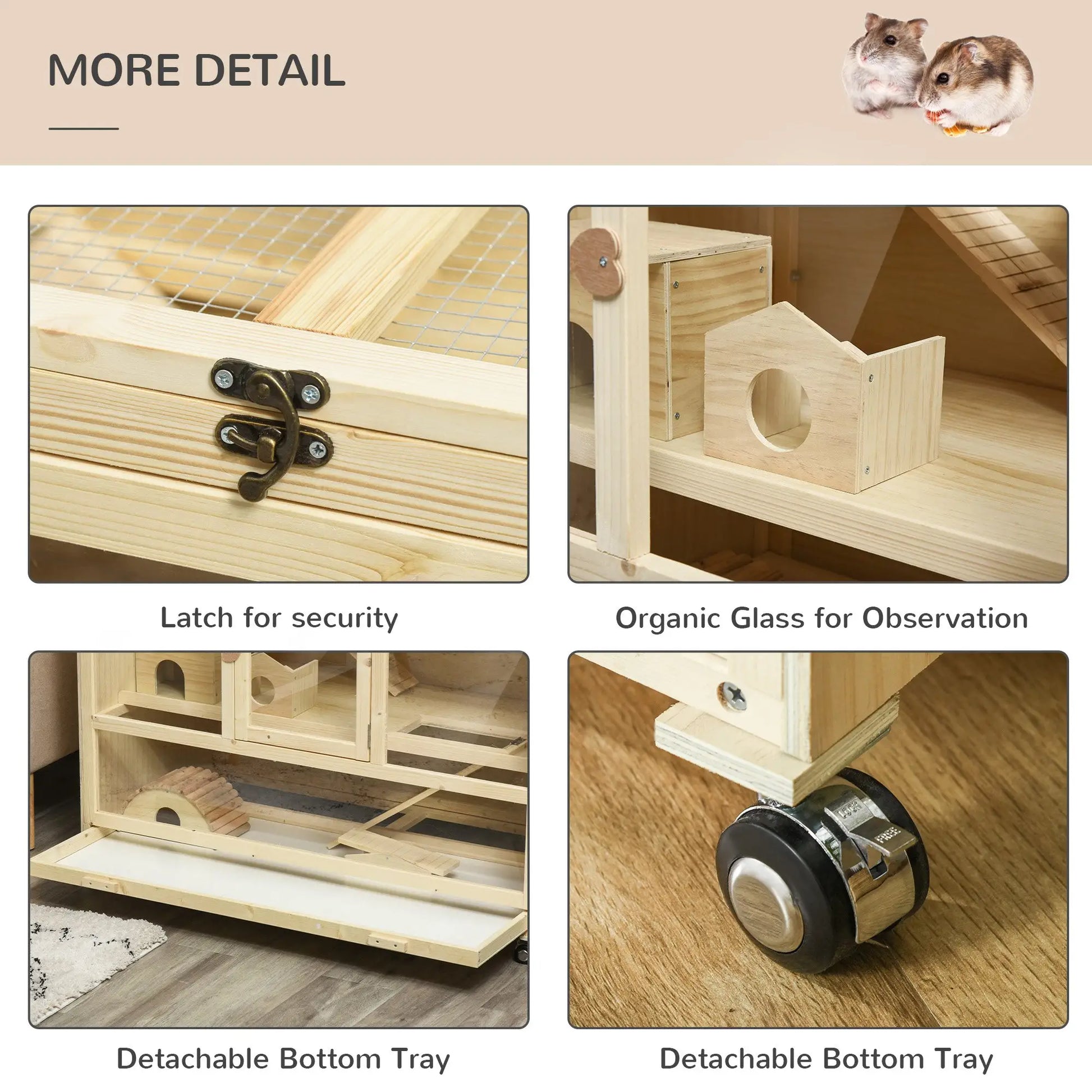 Wooden Hamster Cage, 3 Tier Rat Cage, Openable Roof, Run, Ladders, Wheels, Tray Hamster Cages at Gallery Canada