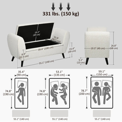 Upholstered Storage Bench with Arms, Modern Ottoman, Cream White Storage Ottomans & Benches at Gallery Canada