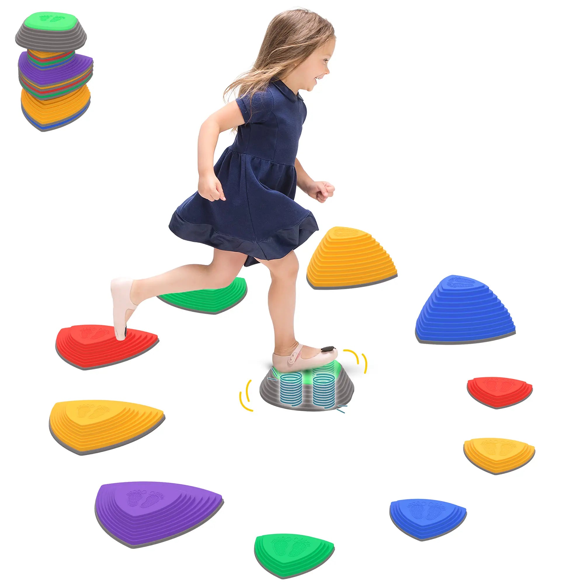 11 PCs Stepping Stones, Non-Slip Rubber, Stackable, 3-8 Years Gym Sets & Swings Multi Colour at Gallery Canada