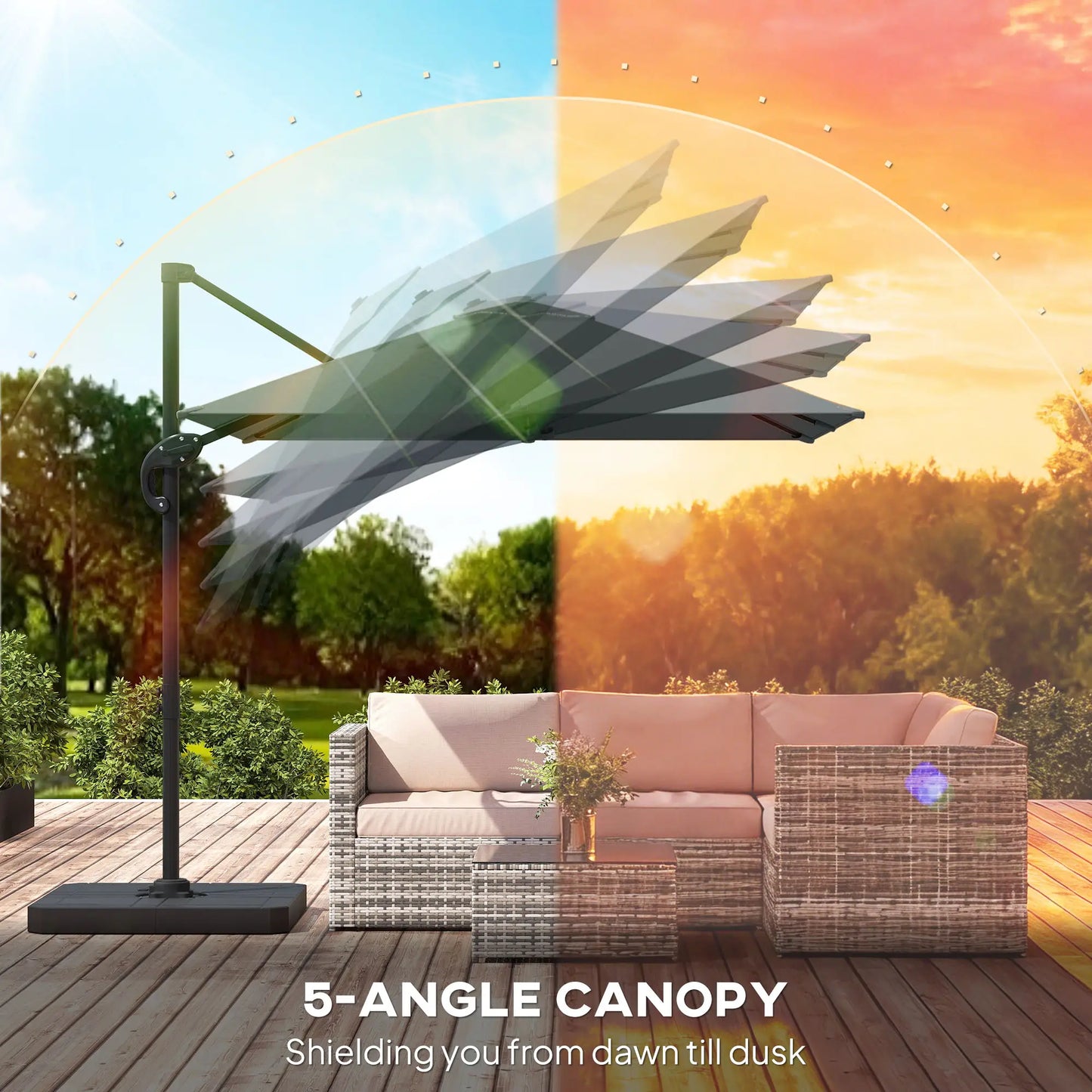 8' x 8' Offset Cantilever Patio Umbrella, UPF50+, 360° Rotation, Dark Grey Offset Cantilever Umbrellas at Gallery Canada