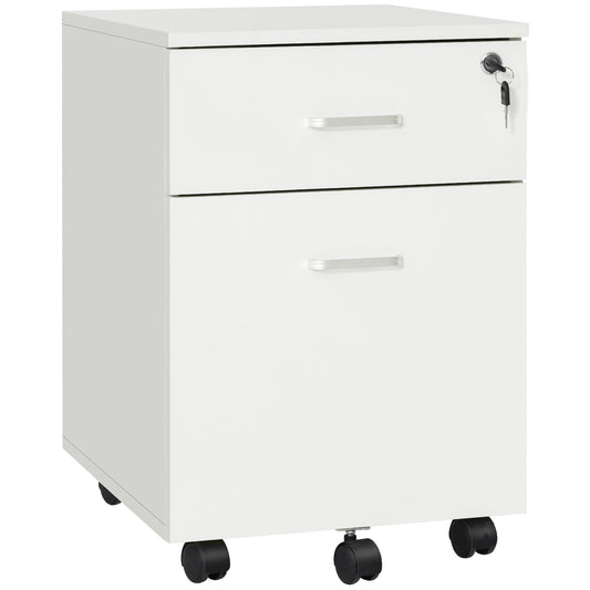 Locking File Cabinet with 2 Drawers, Rolling Filing Cabinet with Wheels, for Study Home Office, White - Gallery Canada