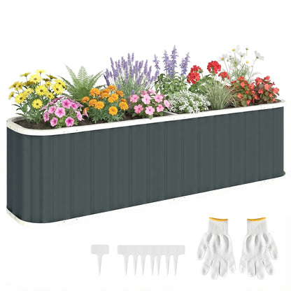 Galvanized Raised Garden Bed, Deep Rot Planter Box, 7' x 2' x 2', Dark Grey Galvanized Planter Boxes at Gallery Canada