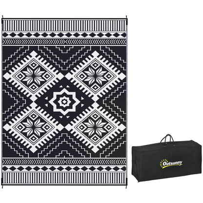 9' x 12' Outdoor RV Rug, Reversible Patio Mat, White and Black Garden Decor at Gallery Canada