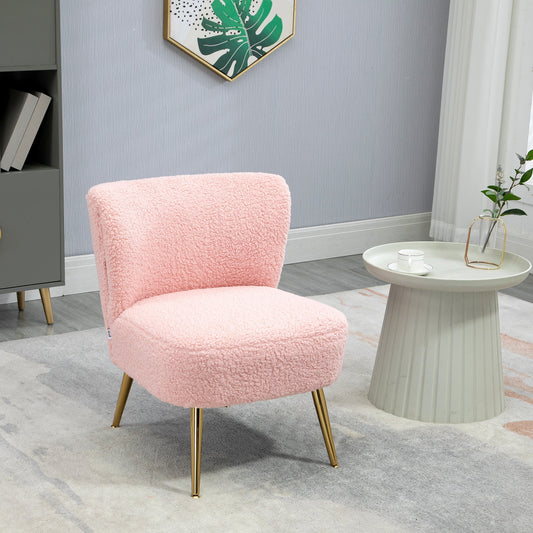 Lounge Chair for Bedroom Living Room Chair with Soft Upholstery and Gold Legs Pink - Gallery Canada