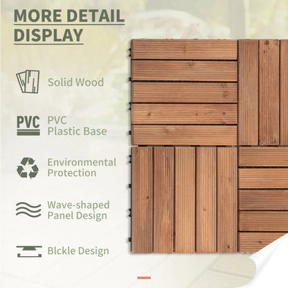 27 Pcs Wood Interlocking Deck Tiles, 12 x 12in, Tools Free Assembly, Brown Deck Tiles at Gallery Canada
