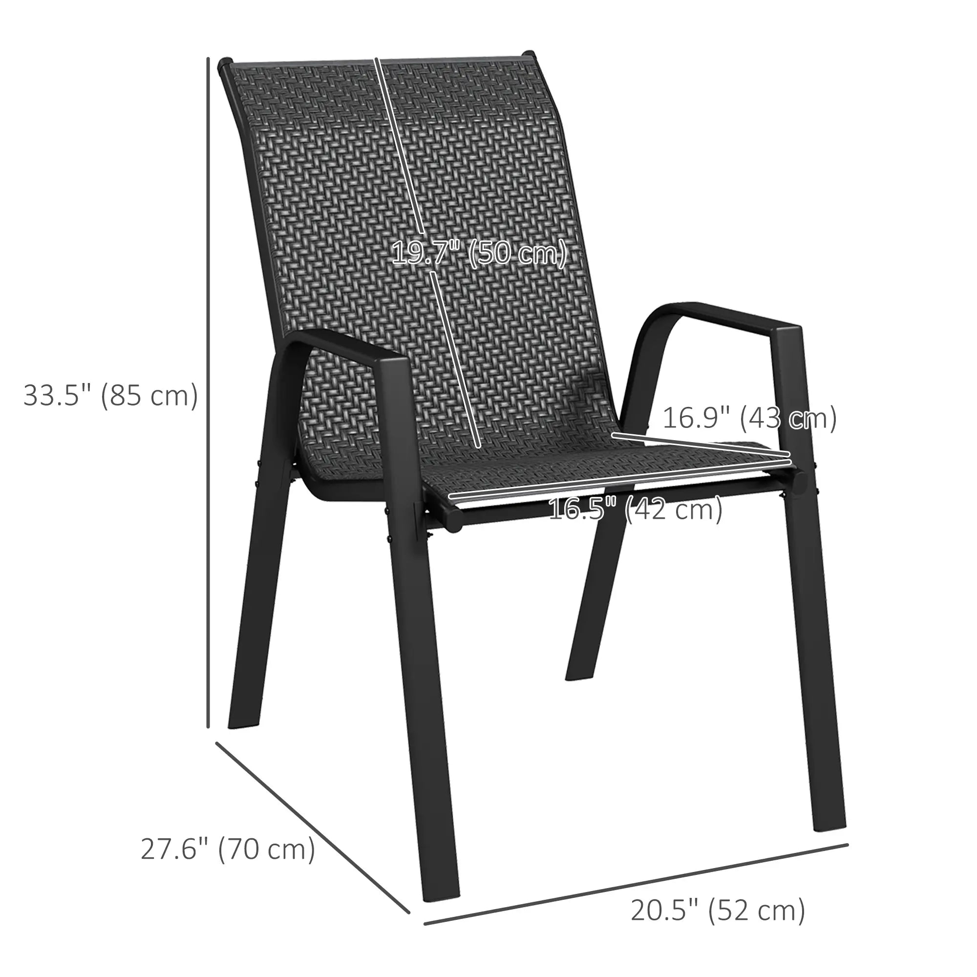 Stacking Rattan Outdoor Dining Chairs Set, 4-Piece, Grey Patio Furniture at Gallery Canada