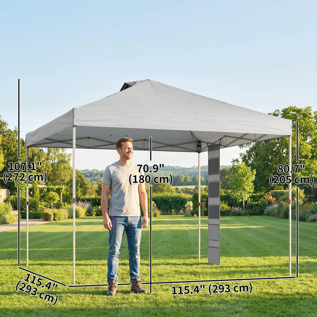 9.6 x 9.6 ft Pop Up Canopy Tent, UPF 50+, With Pockets, Sandbags, Wheeled Bag