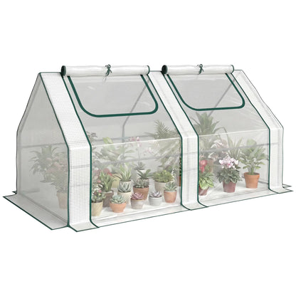 6' x 3' x 3' Portable Mini Greenhouse, 2 PE Covers, Steel Frame, White Mini Greenhouses at Gallery Canada