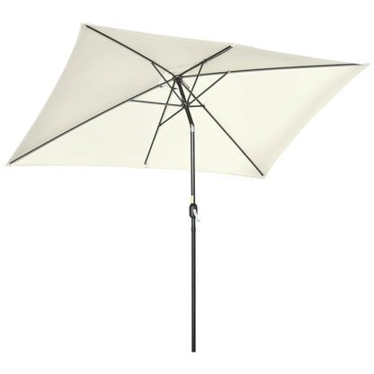 6.5x10ft Rectangle Aluminum Patio Umbrella, Outdoor Sunshade Canopy, Cream White Sun Umbrellas at Gallery Canada