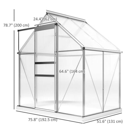 6' x 4' x 6.6' Walk-in Greenhouse, Polycarbonate, Adjustable Roof Vent Walk In Greenhouses at Gallery Canada