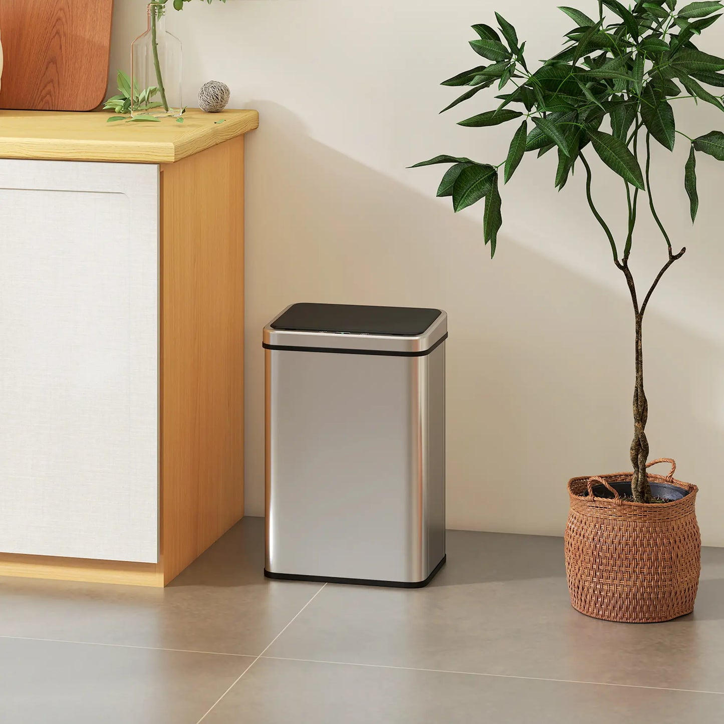 10.6 Gallon Automatic Garbage Can, Soft-Close Lid, Touchless, Fingerprint Resistant Stainless Steel Household Supplies at Gallery Canada