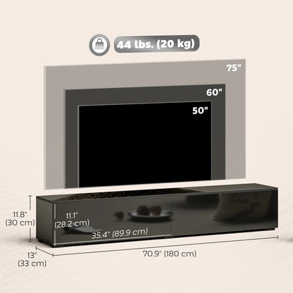 Floating TV Stand For 75 Inch TVs, 70.9 Inch Cabinet, High Gloss, Black TV Stands at Gallery Canada