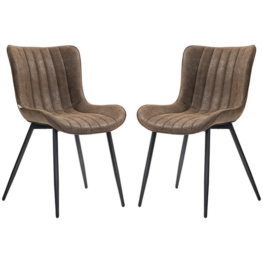 PU Leather Dining Chairs Set of 2, Steel Legs, Brown Dining Chairs Brown, Black at Gallery Canada