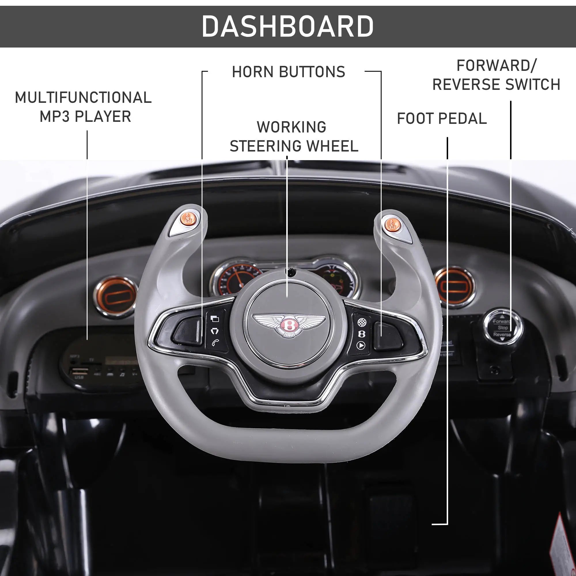 12V Ride On Car, Battery Powered, Parent Remote Control, 2 Speed, Black Electric Toy Cars at Gallery Canada