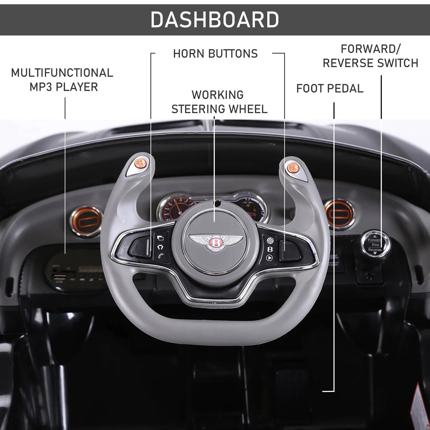 12V Ride On Car, Battery Powered, Parent Remote Control, 2 Speed, Black Electric Toy Cars at Gallery Canada