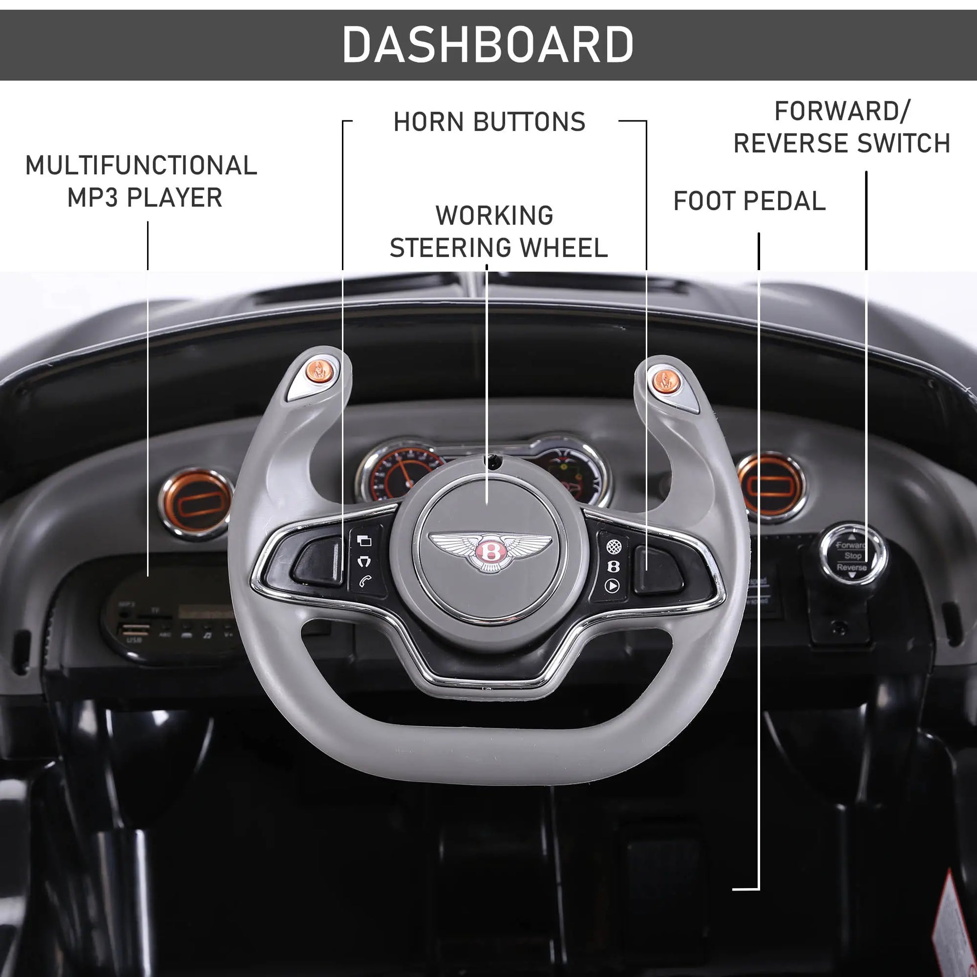 12V Ride On Car, Battery Powered, Parent Remote Control, 2 Speed, Black Electric Toy Cars at Gallery Canada