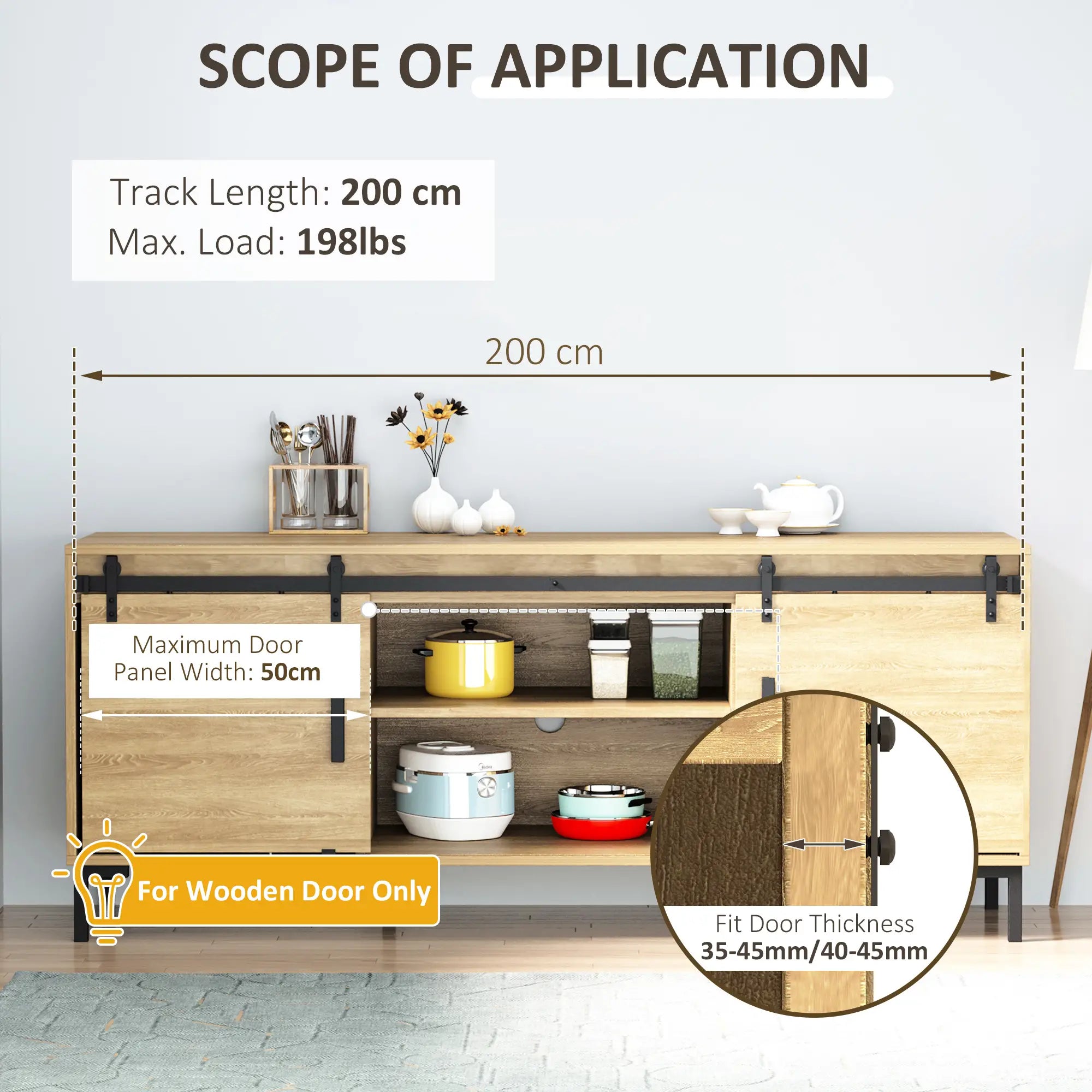 Mini Sliding Barn Door Hardware Kit, Double Doors, 17.7