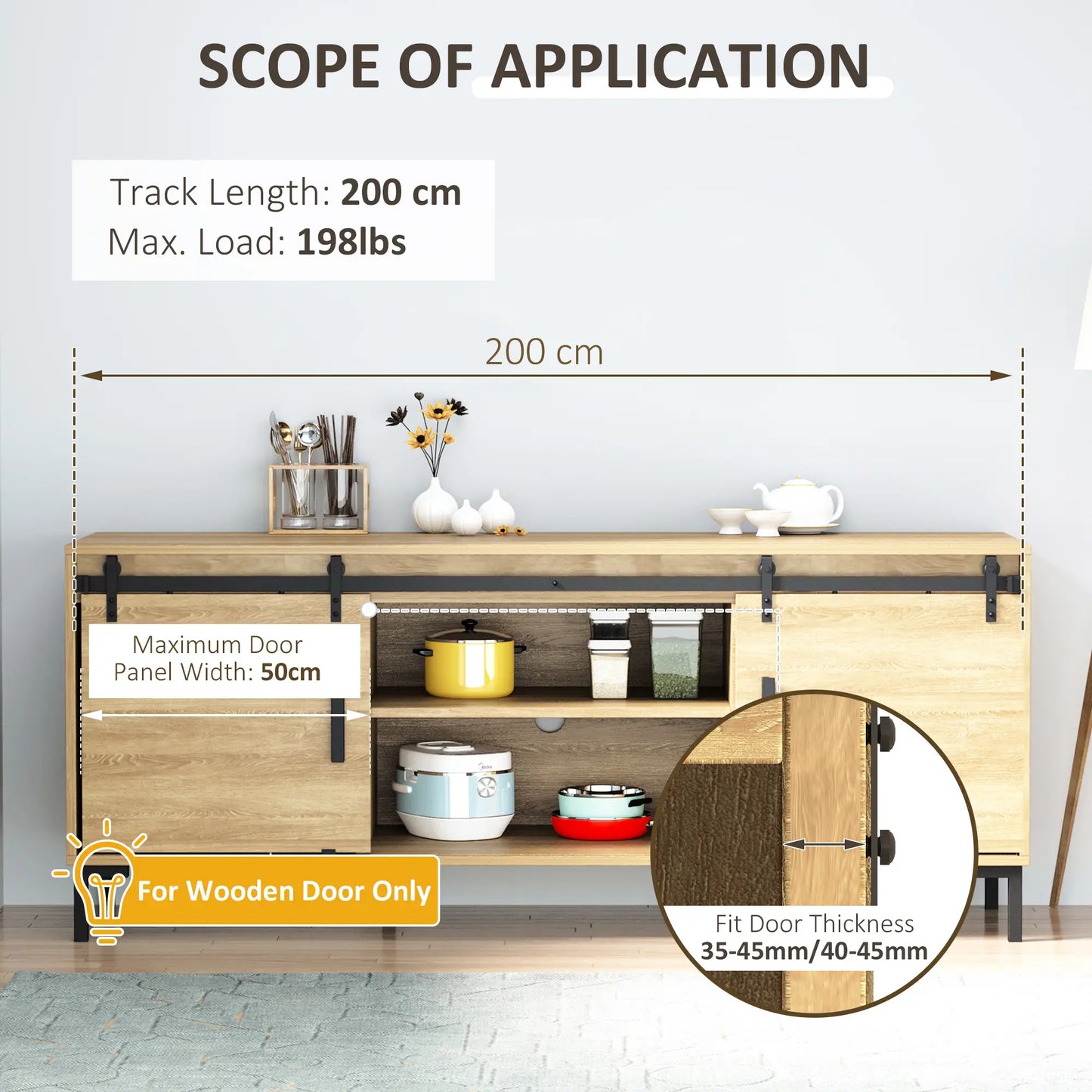 Mini Sliding Barn Door Hardware Kit, Double Doors, 17.7" Wide, Black Door Hardware at Gallery Canada