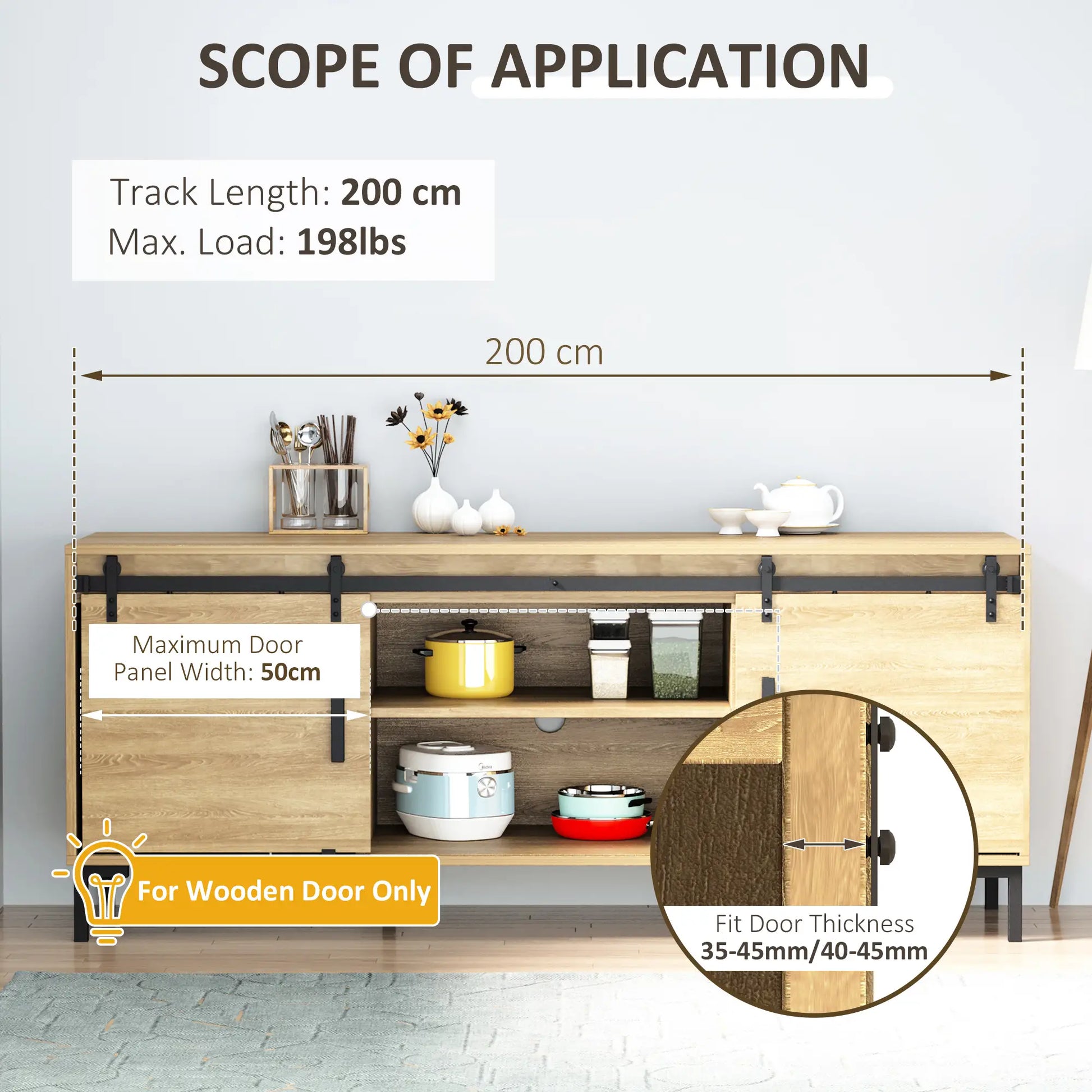 Mini Sliding Barn Door Hardware Kit, Double Doors, 17.7" Wide, Black Door Hardware at Gallery Canada