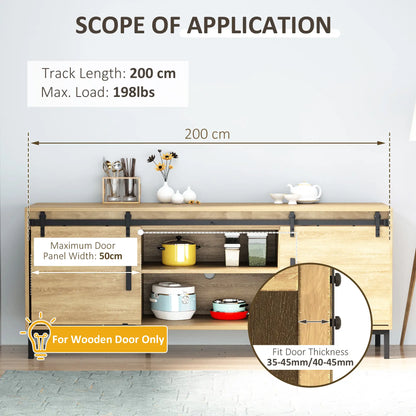 Mini Sliding Barn Door Hardware Kit, Double Doors, 17.7" Wide, Black Door Hardware at Gallery Canada