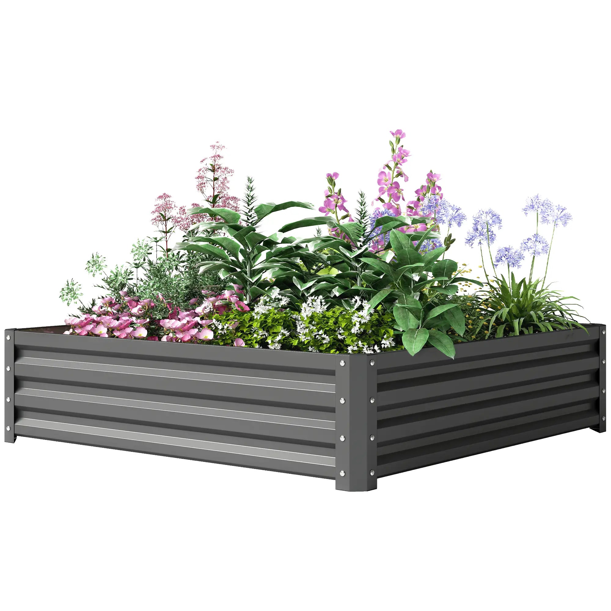 4' x 4' x 1' Galvanized Steel Raised Garden Bed, Light Grey Galvanized Planter Boxes Light Grey at Gallery Canada