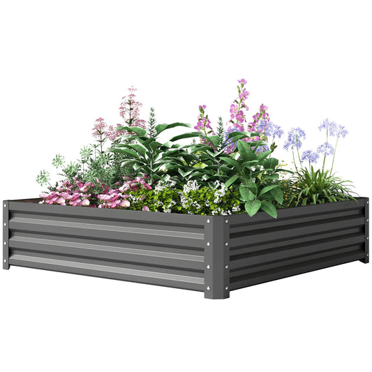 4' x 4' x 1' Galvanized Steel Raised Garden Bed, Light Grey Galvanized Planter Boxes Light Grey at Gallery Canada