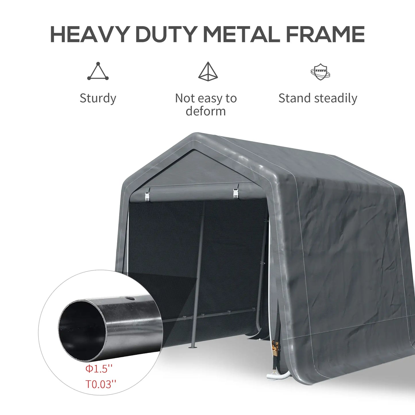 9.2' x 7.9' Garden Storage Tent, Metal Frame, Double Zipper Doors, Dark Grey Car Shelters at Gallery Canada