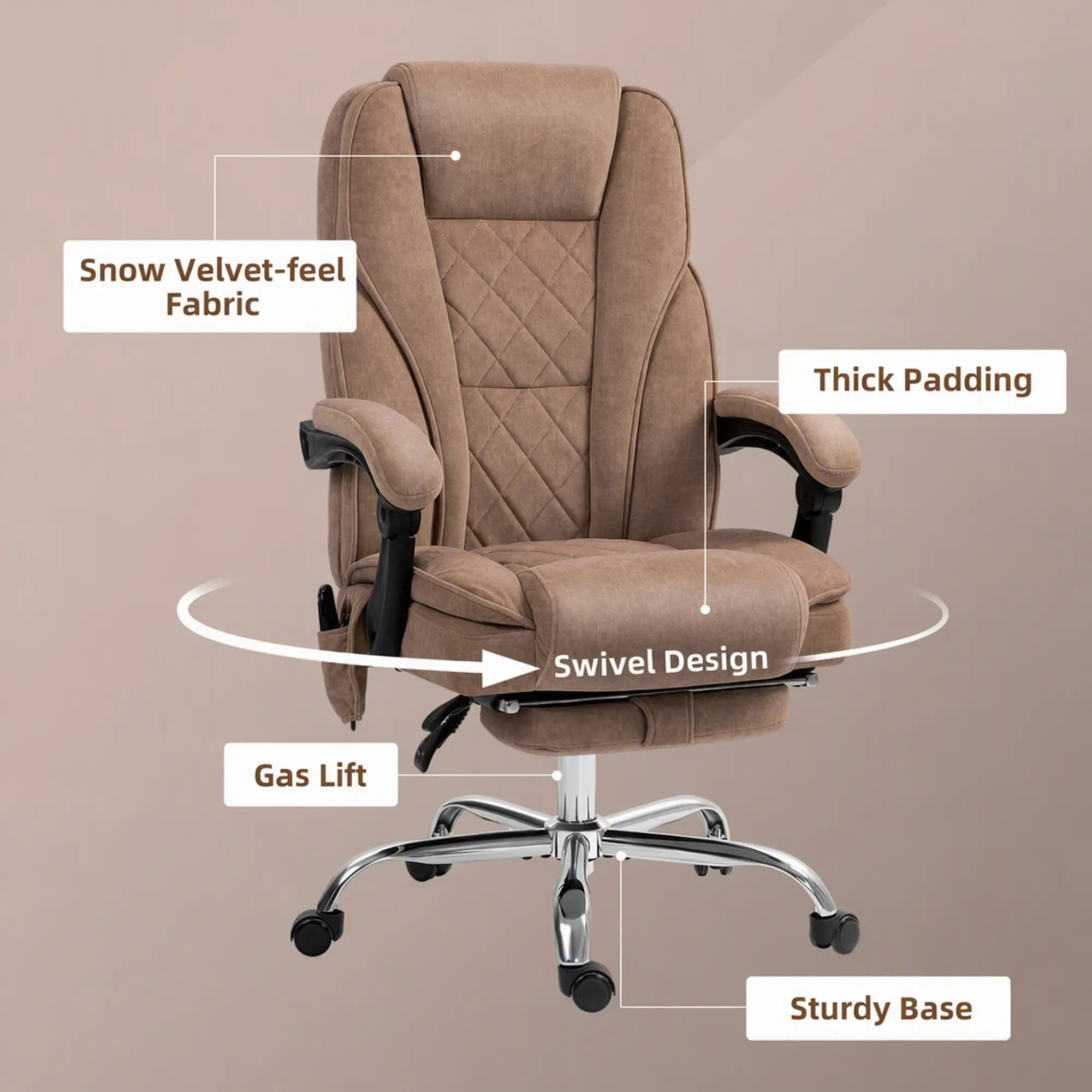 Massage Office Chair, Reclining Computer Chair, Adjustable Height, Brown Massage Chairs at Gallery Canada
