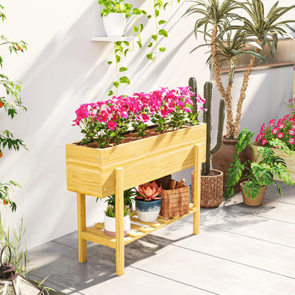 Raised Garden Bed With Legs, Elevated Planter With Storage Shelf, Natural Wood Raised Garden Beds at Gallery Canada