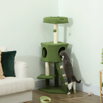 47" Tall Cat Tree Tower, Condo, Ladder, Scratching Posts, Green Cat Trees at Gallery Canada