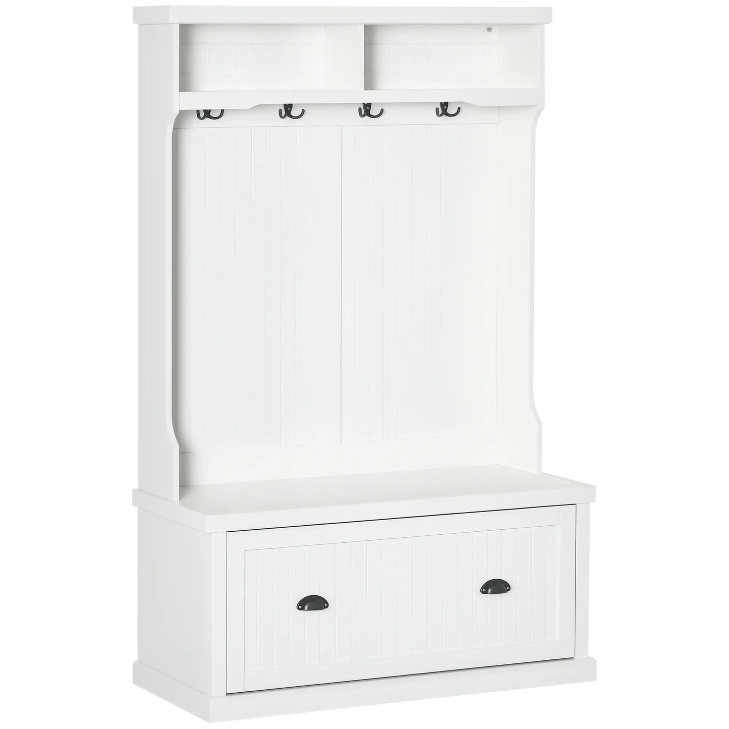 Modern Hall Tree, Coat Rack With Shoe Storage Bench, 3-in-1 Wardrobe, White Clothing Storage White at Gallery Canada