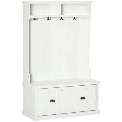 Modern Hall Tree, Coat Rack With Shoe Storage Bench, 3-in-1 Wardrobe, White Clothing Storage White at Gallery Canada