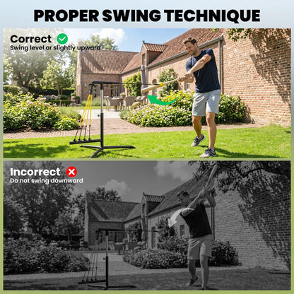 Baseball Hitting Trainer, 32.7"-43.3" Adjustable, with Bands & Bag