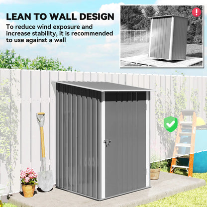 3.3' x 3.4' Lean-To Garden Shed, Galvanized Steel Tool House, Lockable Door, Grey Sheds at Gallery Canada