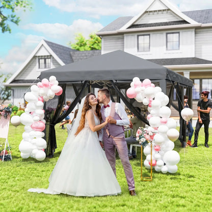 10' x 20' Pop Up Canopy Tent Gazebo, Removable Mesh Sidewall, Carry Bag, Grey Pop Up Canopies at Gallery Canada