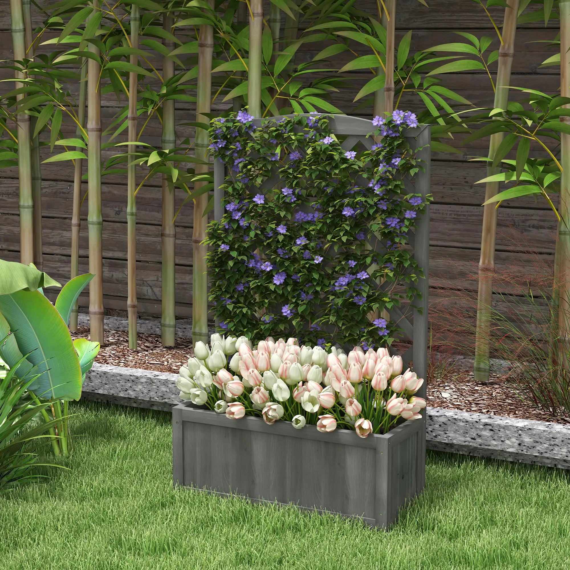 Wood Planter With Trellis, Raised Garden Bed, 28