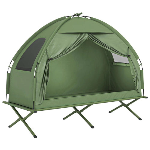 Compact Pop Up Folding Camping Cot Tent Combo, Dark Green