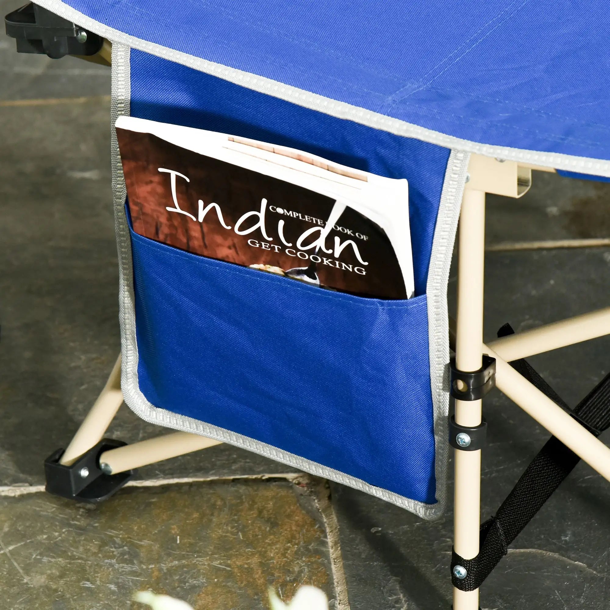 Folding Camping Cot for Adults, with Carry Bag, Side Pocket, Navy Blue Camping Cots at Gallery Canada