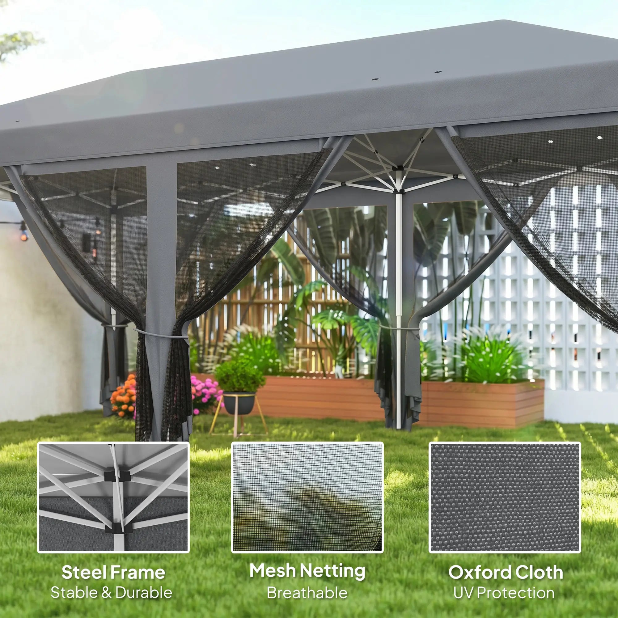 10' x 20' Pop Up Canopy Tent Gazebo, Removable Mesh Sidewall, Carry Bag, Grey Pop Up Canopies at Gallery Canada