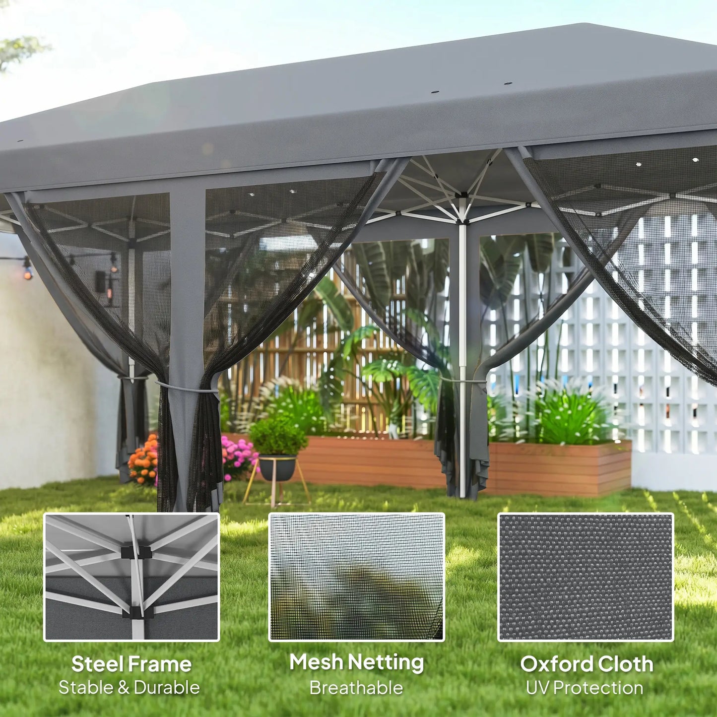 10' x 20' Pop Up Canopy Tent Gazebo, Removable Mesh Sidewall, Carry Bag, Grey Pop Up Canopies at Gallery Canada